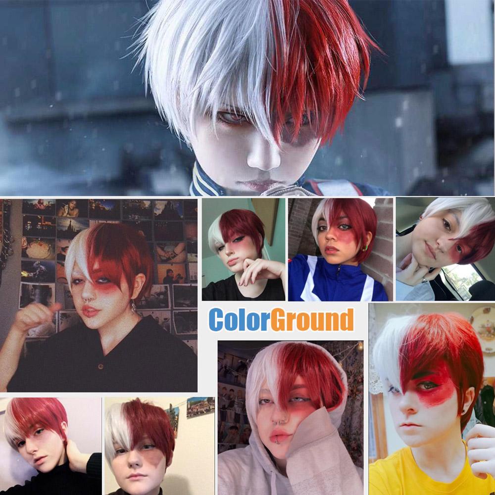 Agustina My Hero Academia Wig Unisex Kostum Pendek Todoroki Shoto Tahan Panas Wig Penuh