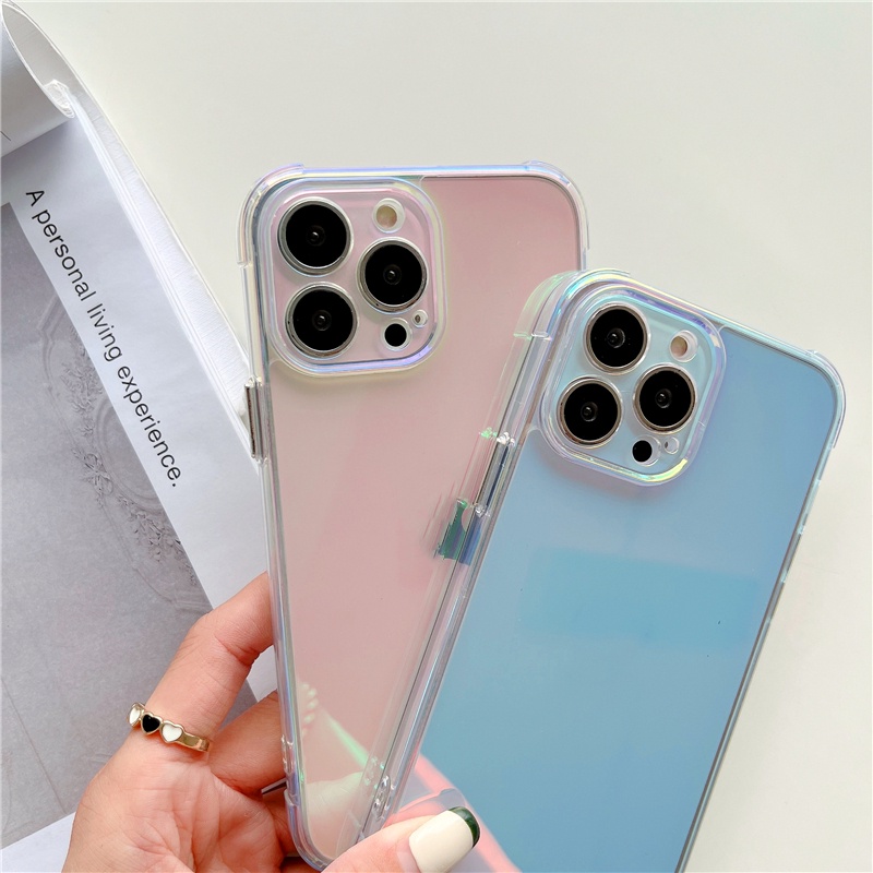 Hard Case Transparan Warna Gradasi Untuk iPhone 12 13 Pro MAX 11 Pro MAX X XS MAX XR