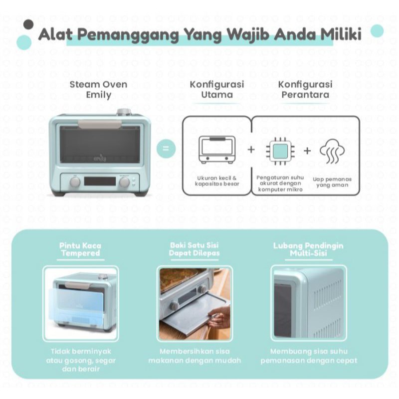 Emily Electric Mini Steam Oven blue cute 15L Oven Listrik alat bisa untuk pembuat jerky for dog cat