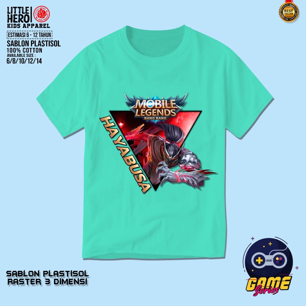 KAOS ANAK 3PCS 99RB LITTLE HERO GAMING SERIES BAHAN KATUN SABLON PLATISOL RASTER 3 DIMENSI 6-12 TAHUN