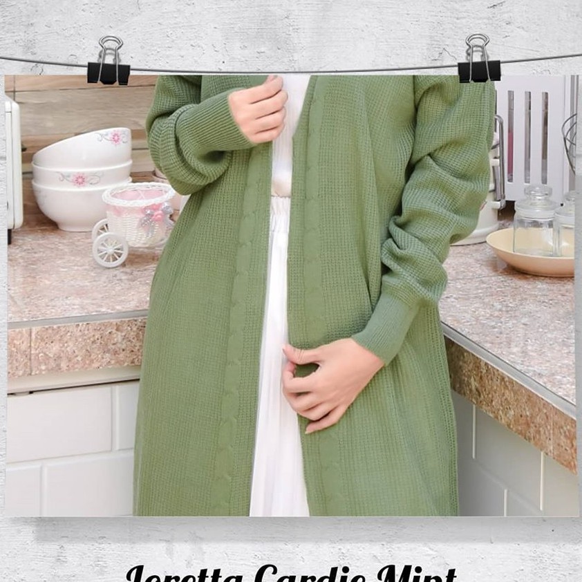 Loretta Cardie rajut premium-hijau mint