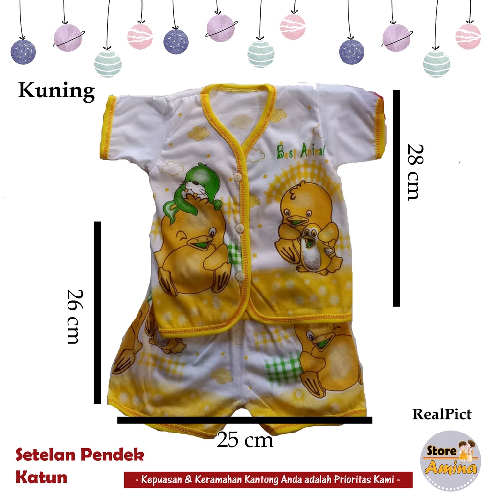 baju bayi setelan baju bayi lengan  pendek KATUN Newborn pakaian bayi 0 6 bulan perlengkapan bayi baru lahir