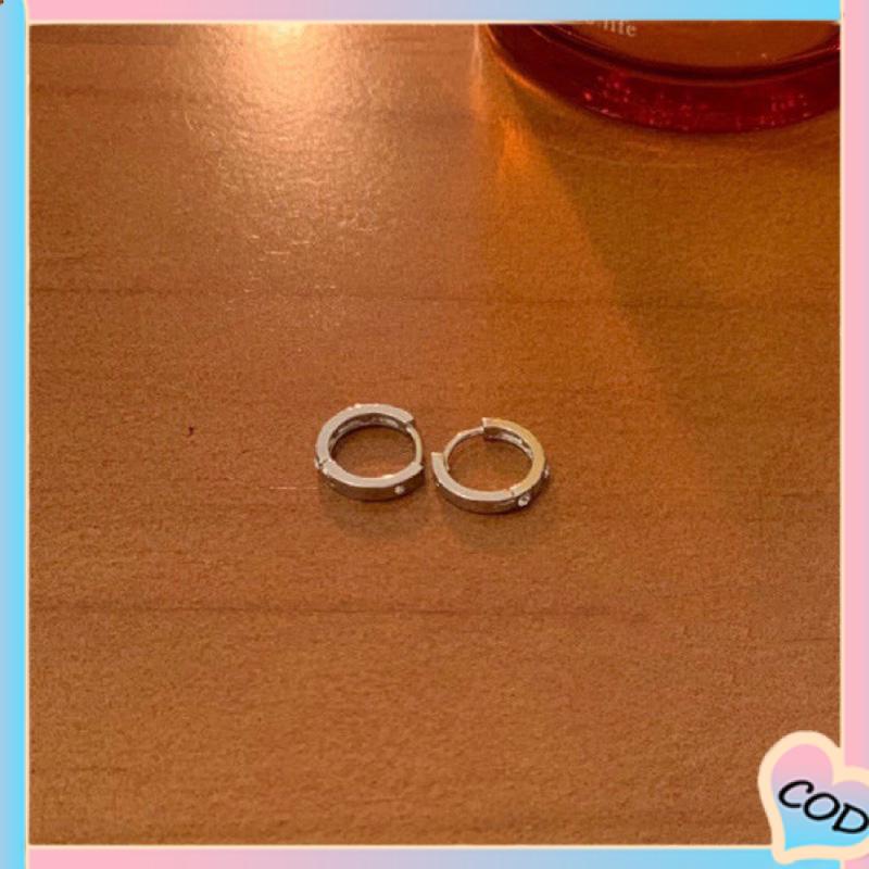 COD❤️ Temperamen High-end Zircon Hoop Earrings Wanita Desain Niche Gesper Telinga-A.one