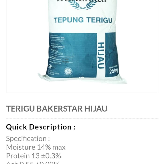 

Terjual TEPUNG BAKERSTAR HIJAU 25KG Murah
