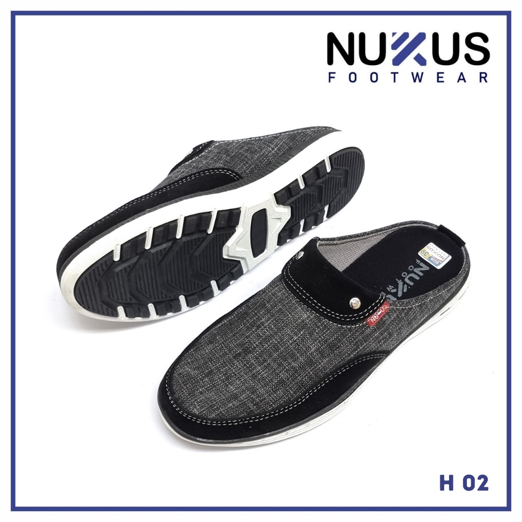 Nukus Sendal Selop Pria Bustong Sandal Kasual Santai  Hitam dan Krem - 02