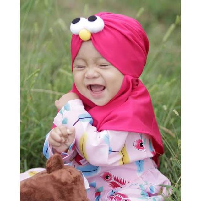 jilbab bayi hijab motif mata elmo