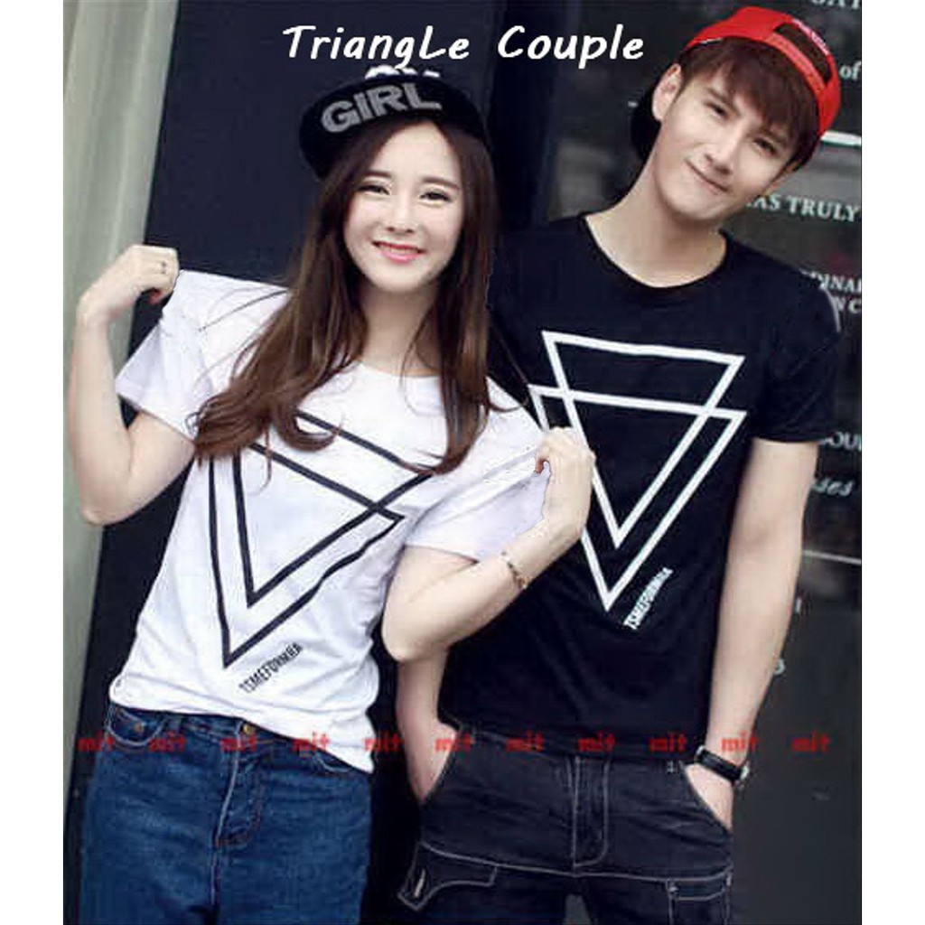 Kaos couple Keren  Baju pasangan unik Triangle