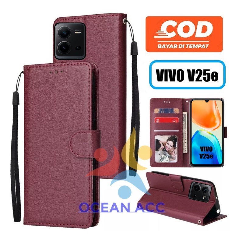 NEW DOMPET HP UNTUK VIVO V25e NEW 2022 LEATHER FLIP CASE UNTUK VIVO V25e NEW 2022