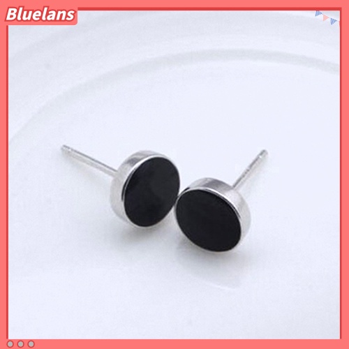 Bluelans Men Women 925 Sterling Silver Black Vinyl Earrings Ear Studs Jewelry Charm