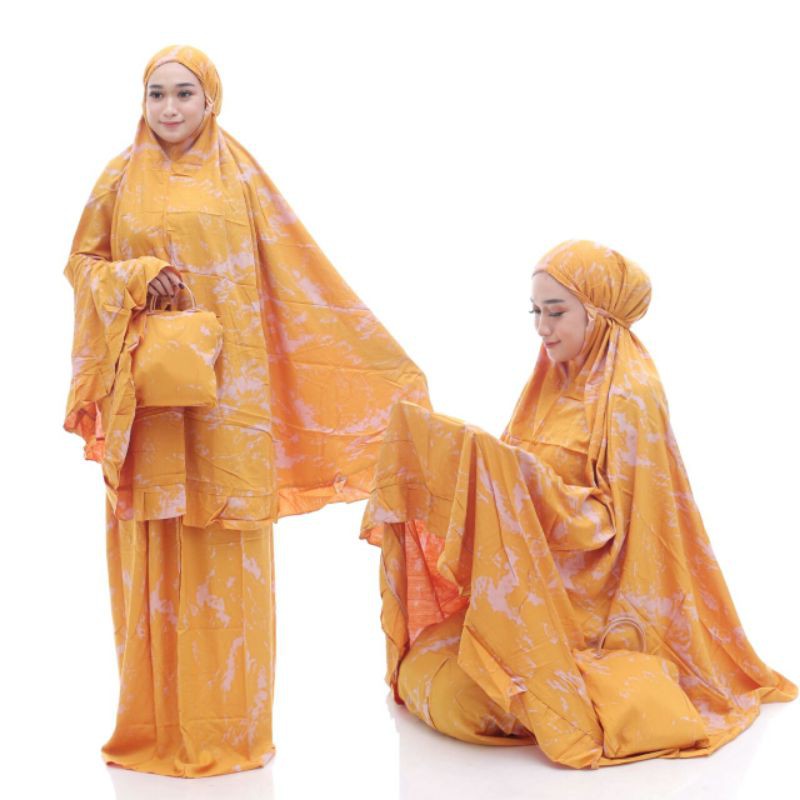 MUKENA DEWASA BATIK TIE DYE PEKALONGAN PRINTING BAHAN RAYON SANTUNG TEBAL ADEM GROSIR ECER