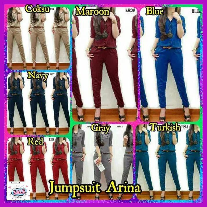 TIUSPMUJ- JUMPSUIT BAJU KODOK WANITA CELANA PANJANG POLOS HIJAB MUSLIM TERUSAN -ASLII.