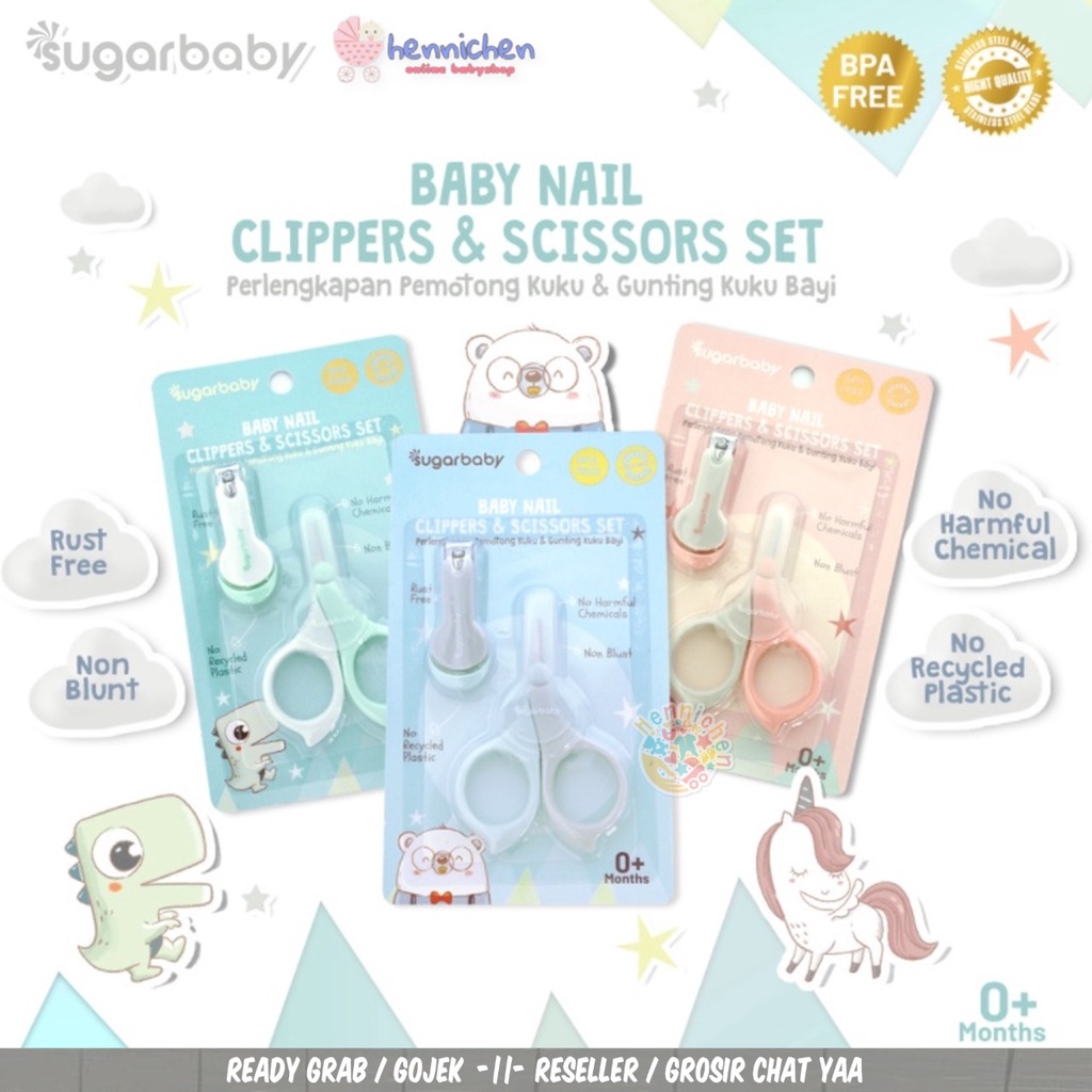 Sugar Baby Manicure 2in1 Baby Nail Clippers&amp;Scissors Set SugarBaby pemotong dan gunting kuku bayi