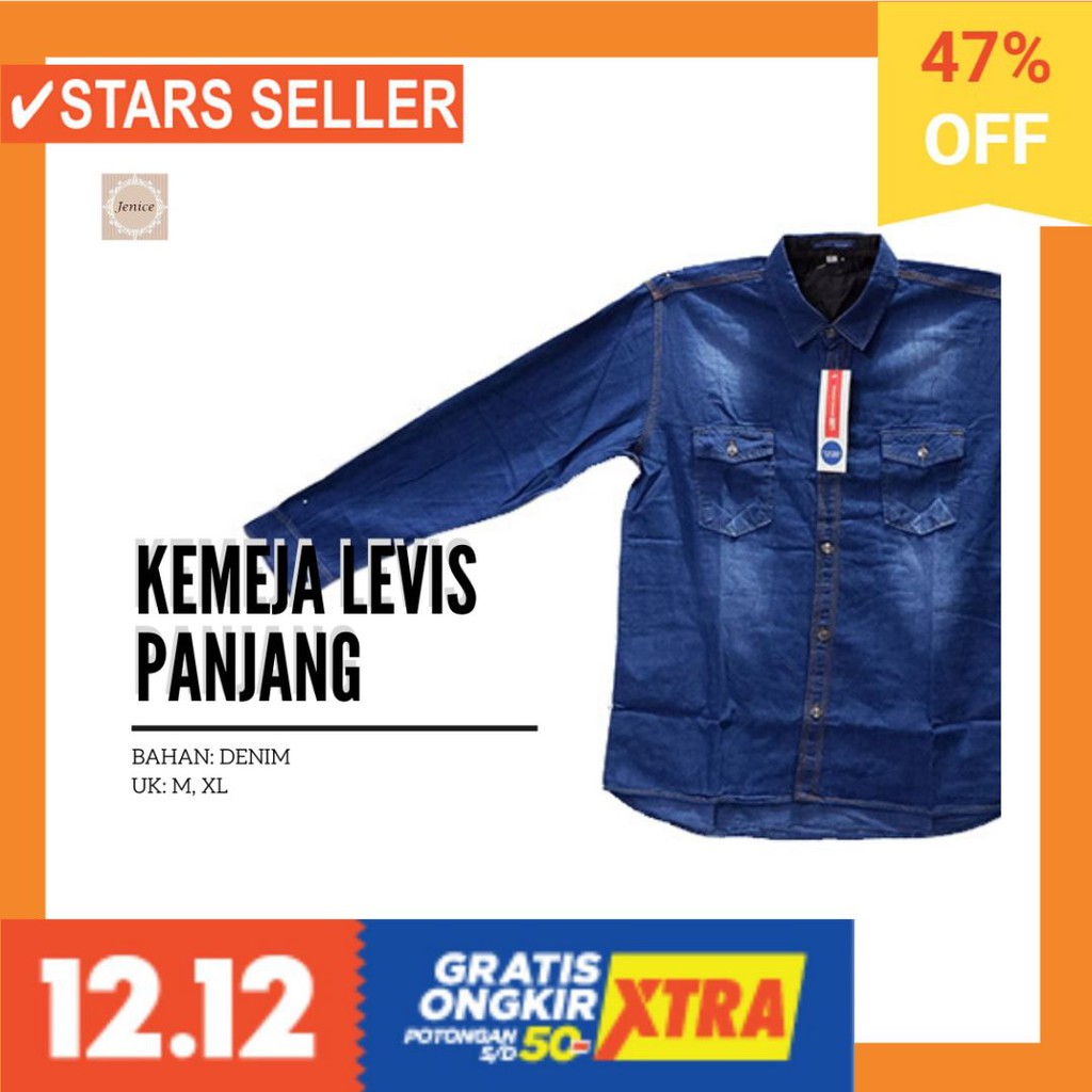 KEMEJA ANAK LAKI LAKI COWO MURAH TERBARU 3.3 / Kemeja Levis / Denim / Jeans Biru Panjang Pria