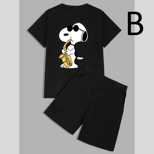 Clothing May - 1 Set Snoopy and Friend Cute1 Set One Set Oneset Satu Pasang Satu Setel Fashion Sepasang Kaos Koas Set Boxer Distro Kekinin T Shirt Tshirt T-Shirt Premium Murah Unisex Sablon Dtf Murah Celana Pria Pendek Tali Kolor Bokser