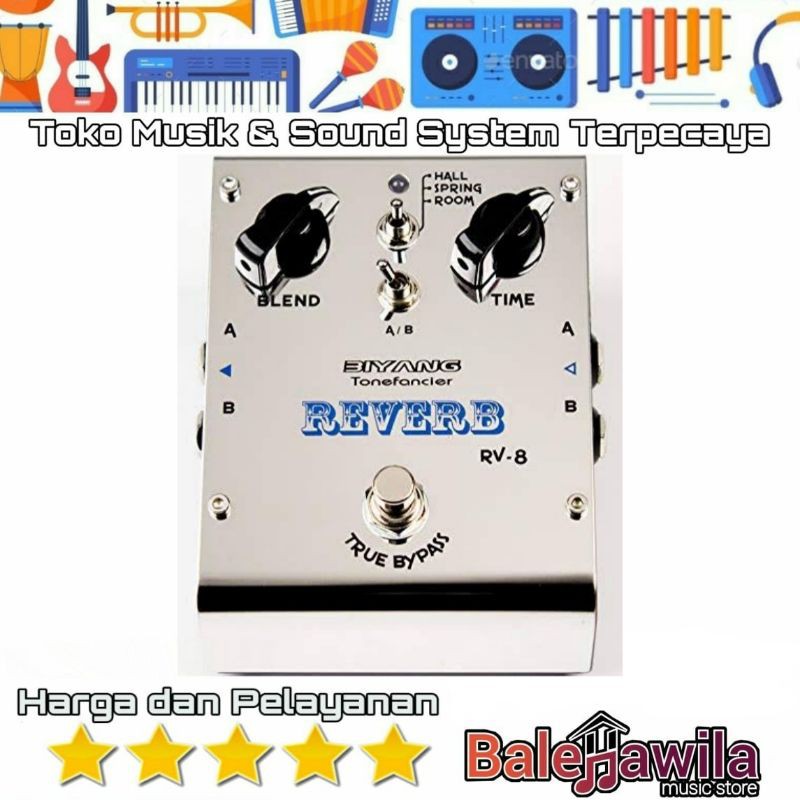 Effect Gitar Biyang Reverb RV-8 RV8 RV 8 Efek Gitar Reverb