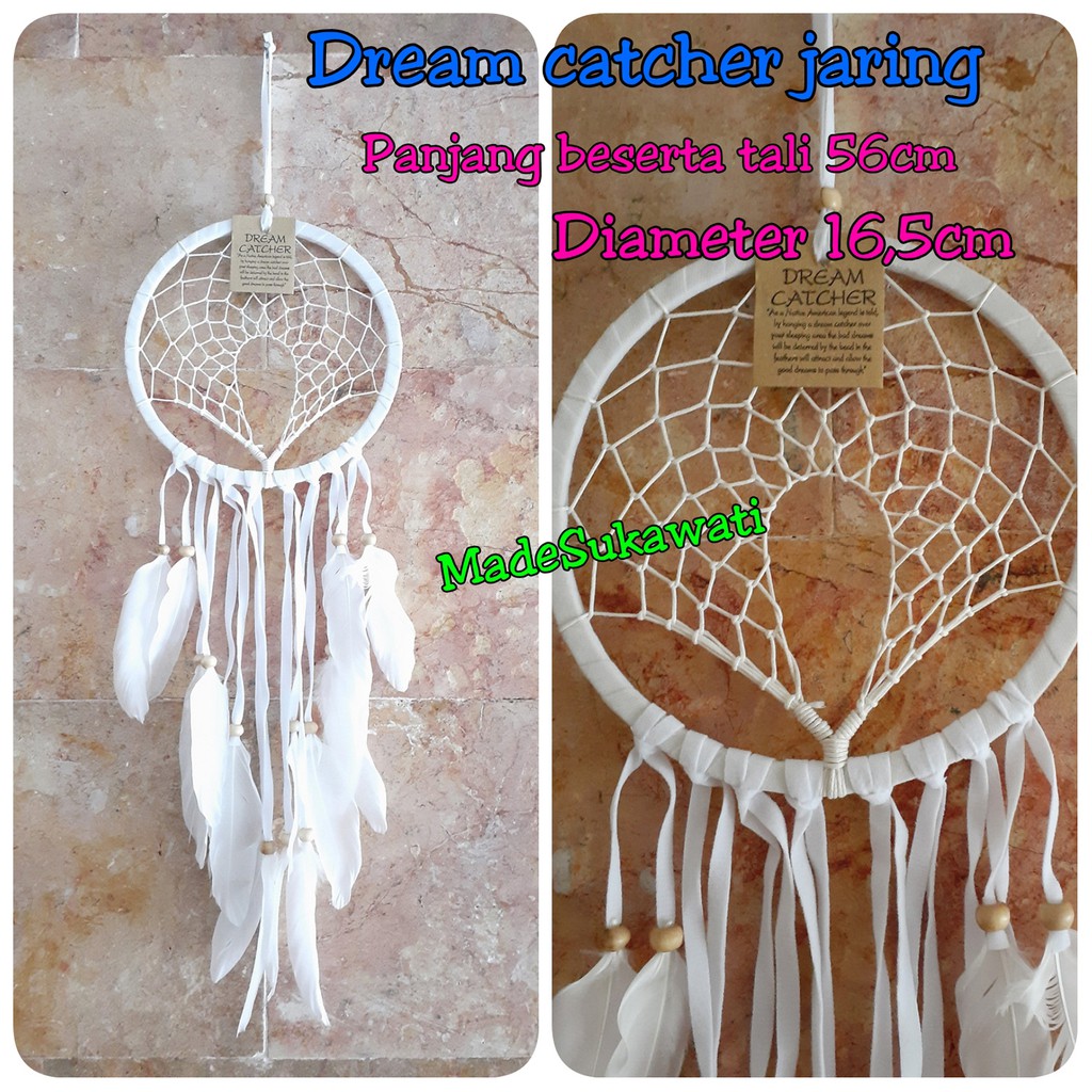 Dream catcher bulu ayam jaring laba laba 56cm