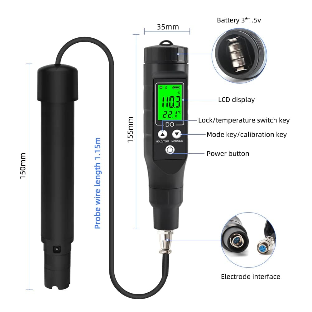 DO METER BLUETOOTH BLE9100 DISOLVED OXYGEN BLE-9100 PORTABLE 3IN1 KADAR OXYGEN DALAM AIR