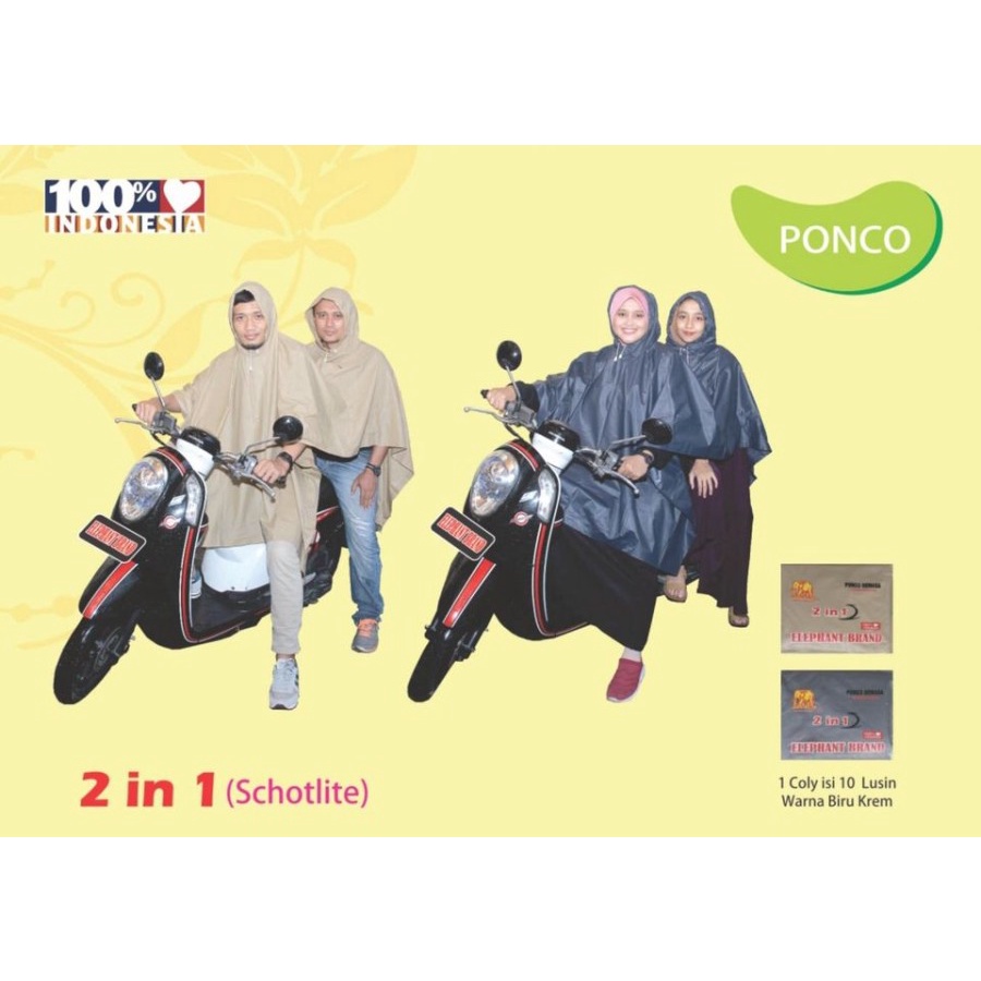 Jas Hujan 2 in 1 Mantol 2 in 1 Unisex (1 untuk berdua, lebih efisien)