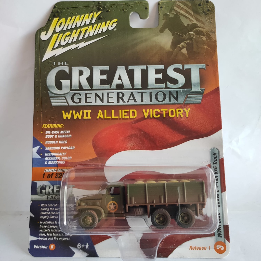 Johnny Lightning Diecast Mobil Truck The Greatest Generation WWII GMC CCKW 2,5 Ton 6x6 Truck