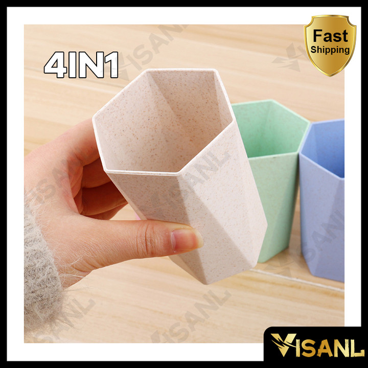 Gelas Wheatstraw Cangkir Plastik Cup Warna Warni Set 4 Pcs Kopi Teh Portable Gelas Plastik