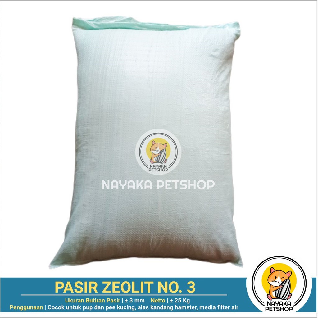 Pasir Kucing Zeolit No. 3 Hamster Pup Poop Kotoran Kucing Hewan 25 kg