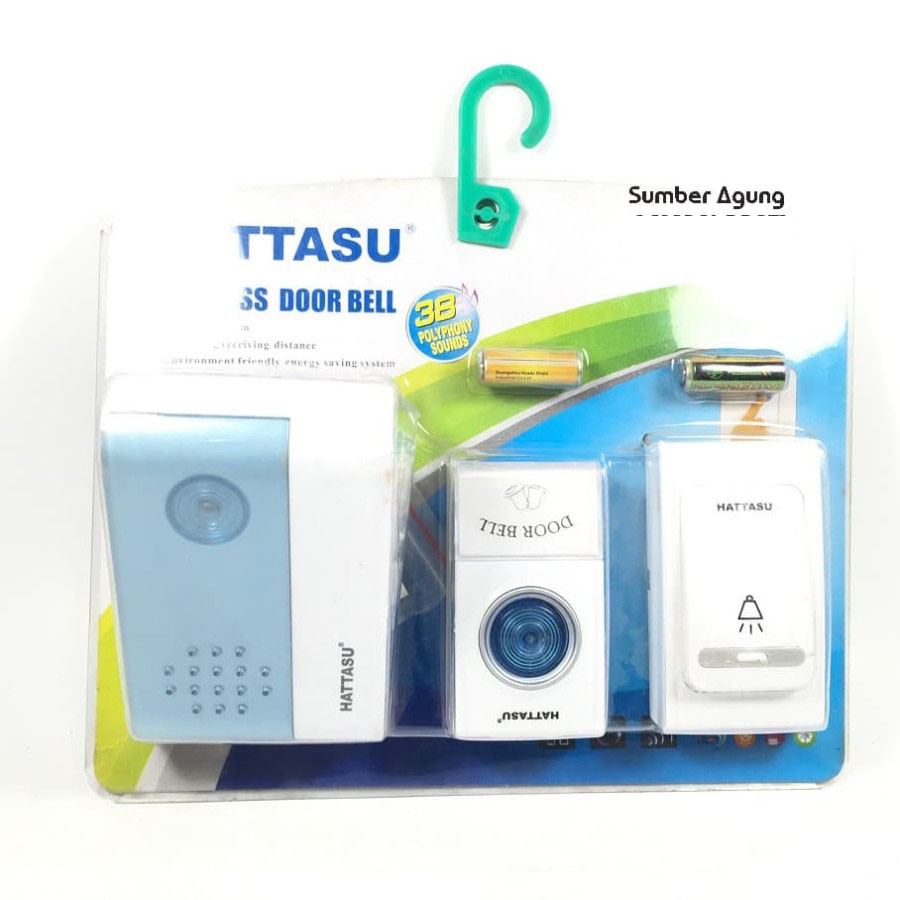 Wireless Door Bell Hattasu Bel Rumah Tanpa Kabel 2 Remot Portable