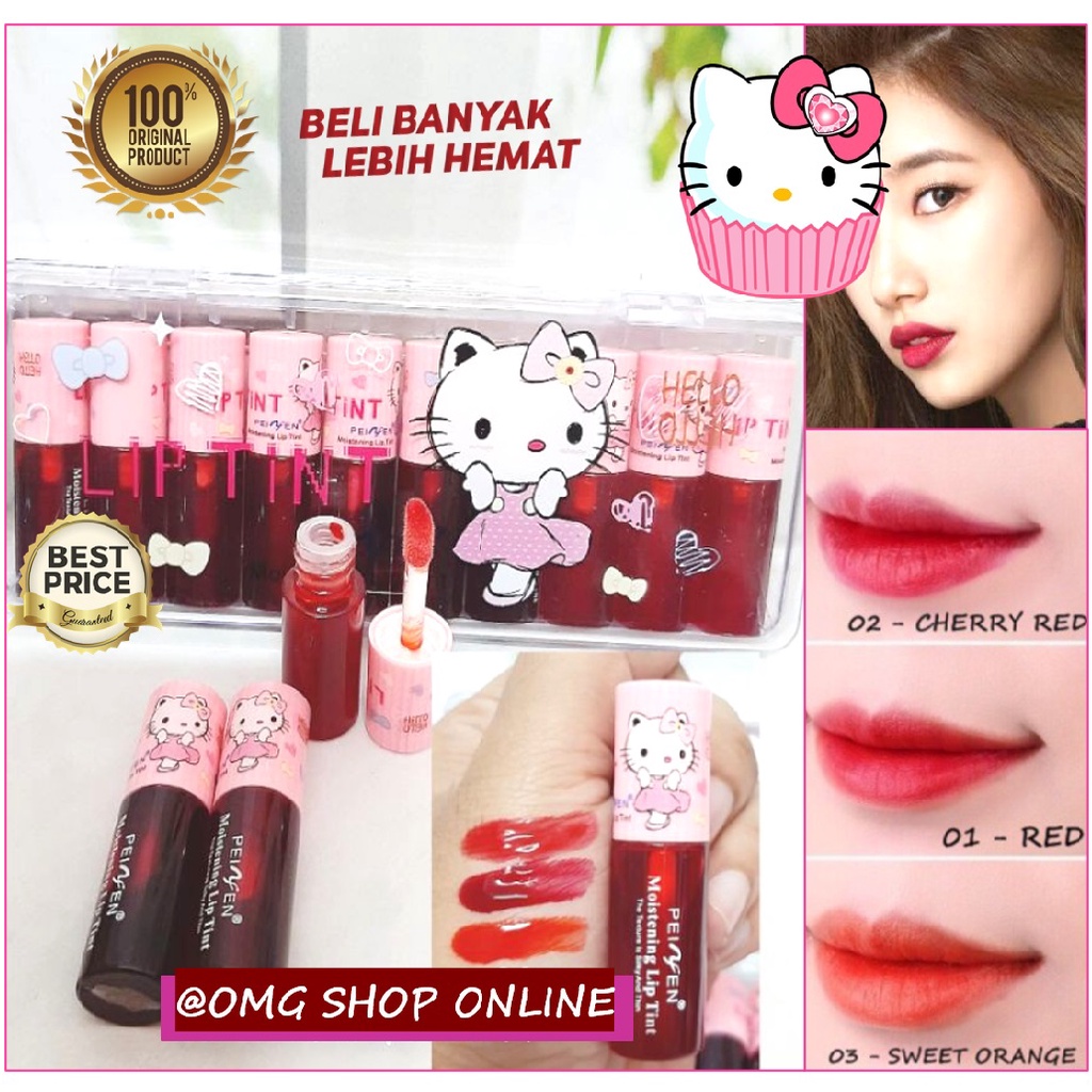 Liptint Korea Hello Kitty - Peiyen Liptint Hello Kitty / Lip Tint Original Lipstik Lipcream / Pemerah Bibir Pink Pelembab Bibir / Liptin Pelengkap Lipbalm Karakter Makeup Wanita / Liptint Anak Sekolah Liptint Tahan Lama Anti Air Waterproof