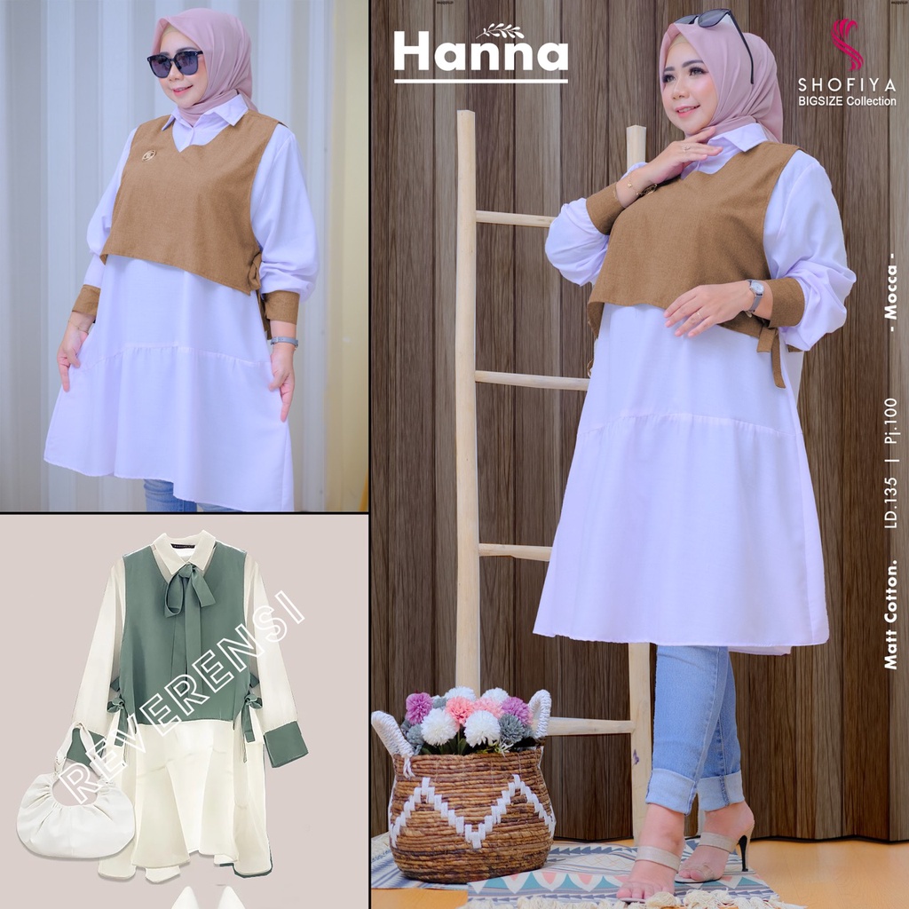 ATASAN WANITA/TUNIK BIG SIZE EDITION BAHAN COTTON PREMIUM ~ HANNA ORIGINAL SHOFIYA 