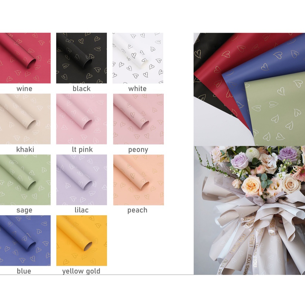 

(1 pcs) Flower wrapping cellophane Solid motif Love kertas buket
