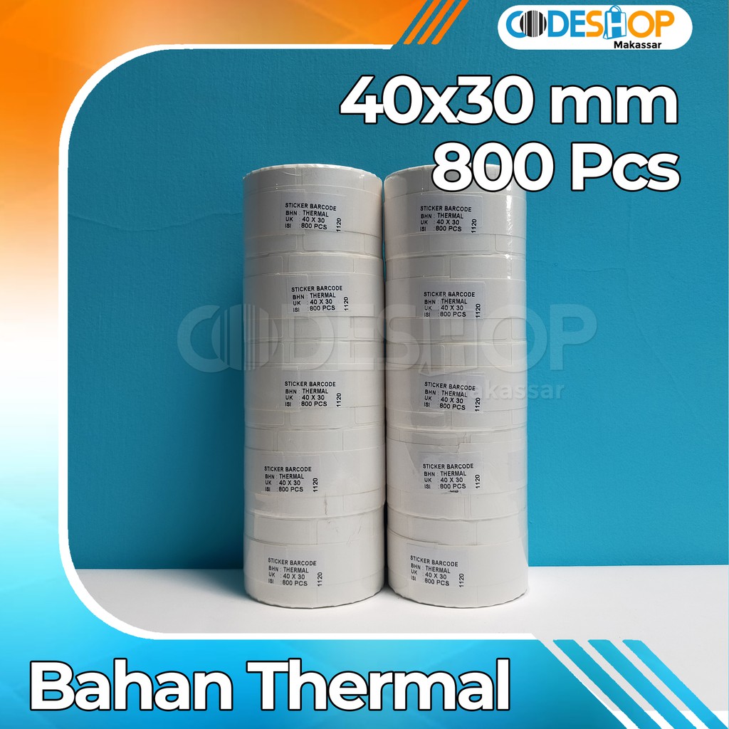 

LABEL BARCODE THERMAL 40 X 30 1 LINE ISI 800 PCS / KERTAS THERMAL 40 X 30 1LINE ISI 800PCS