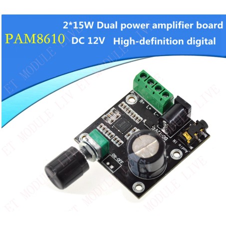 PAM8610 Amplifier 2x15w HD Digital Hi-Fi Mini Audio Ampli Class D 12v