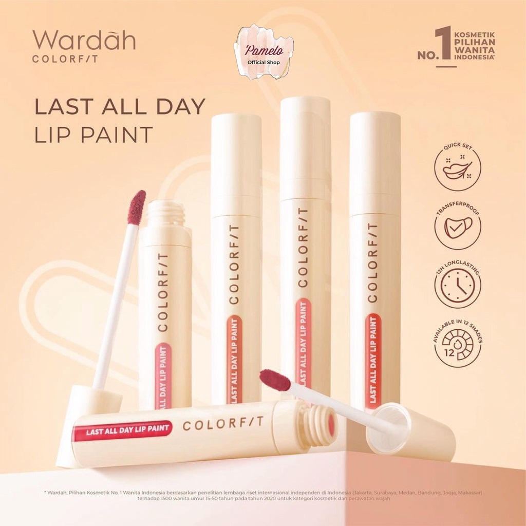 Wardah Colorfit Last All Day Lip Paint / Lipstick Cair Wardah Matte Long Lasting / Tahan Lama Hingga 12 Jam dan Transferproof