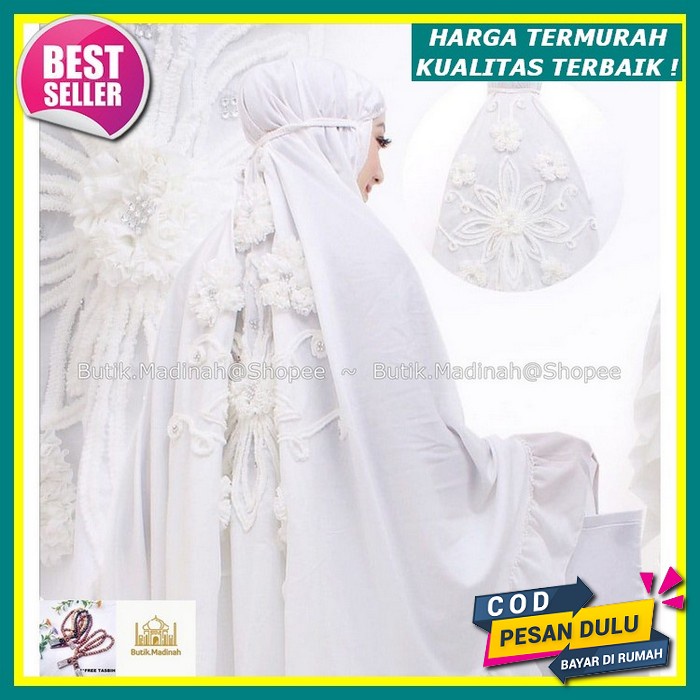 Mukena Dewasa Jumbo Rayon Premium Ponco Putusan Polos 2 In 1 Terbaru 2021 Murah-Joam Store Mukena De