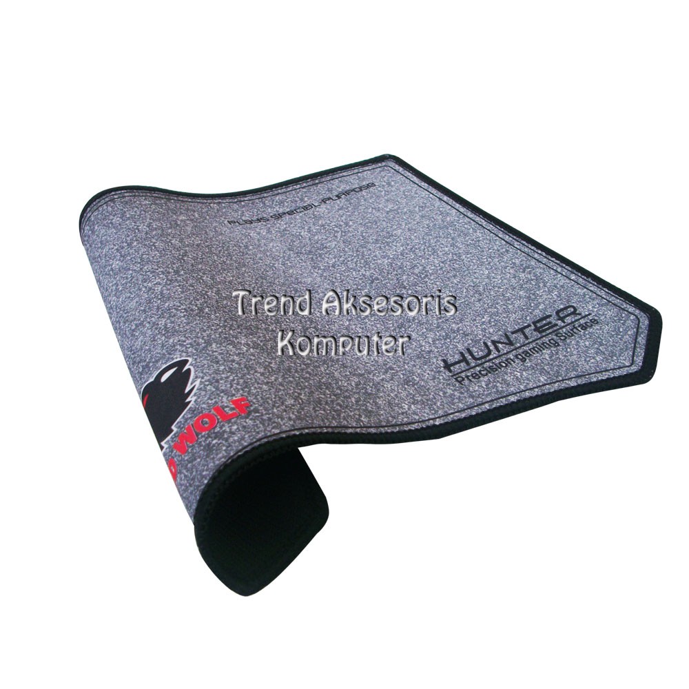Trend-Hunter MousePad Gaming Bordir Wild Wolf 30 X 25 cm - Abu Abu