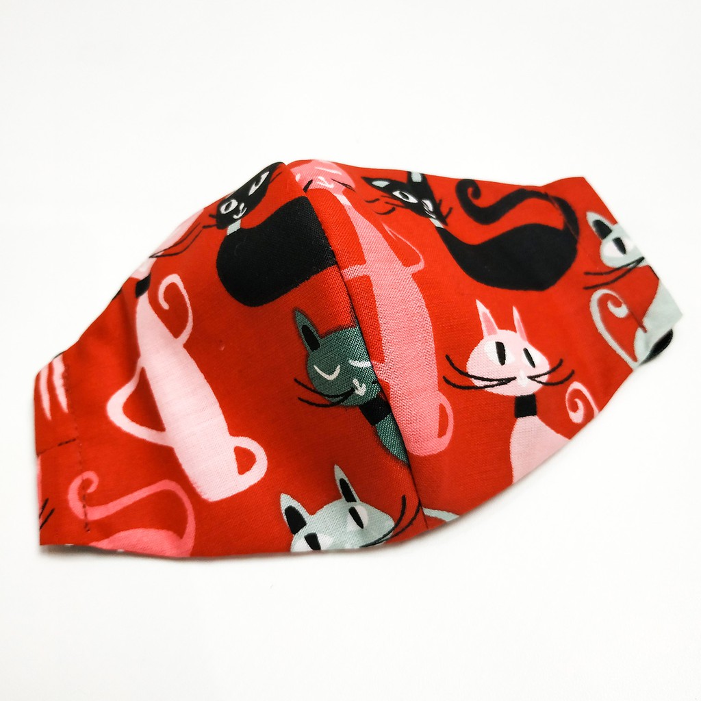 Masker Katun Motif ( RED CAT )