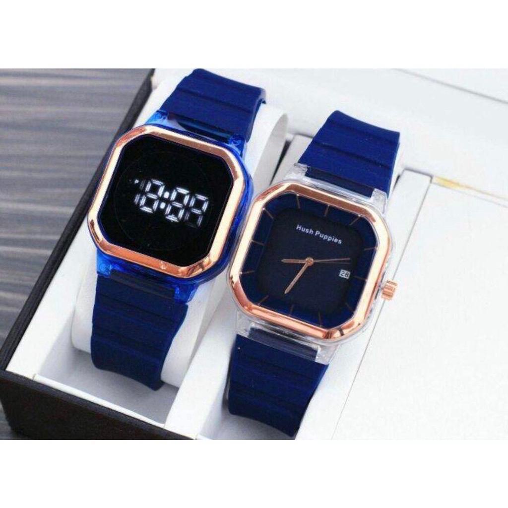 BISA COD PROMO BELI 1 GRATIS 1 JAM TANGAN COUPLE PASANGAN PRIA WANITA COWOK CEWEK STRAP RUBBER