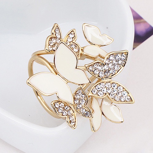 Bros Pin Bentuk Butterfly Cluster Lingkaran Aksen Kristal Berlian Imitasi Untuk Wanita