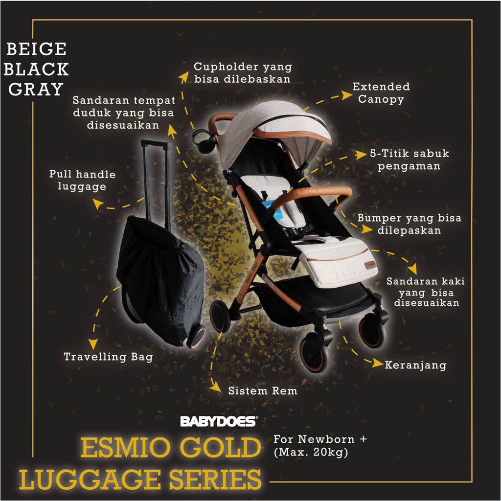 Baby Does Esmio Gold Baby Stroller / Stroller Kereta Dorong Bayi BabyDoes Esmio Gold