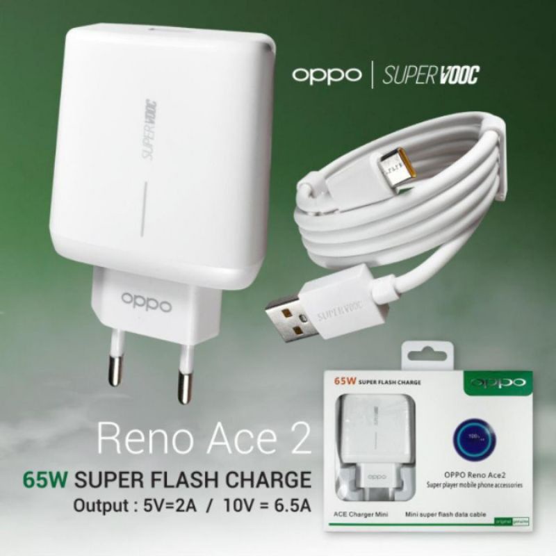 Charger Oppo 65w Type c Super Vooc Reno Ace 2/6/5/5F/4/4F/Find X2 pro Flash Charging