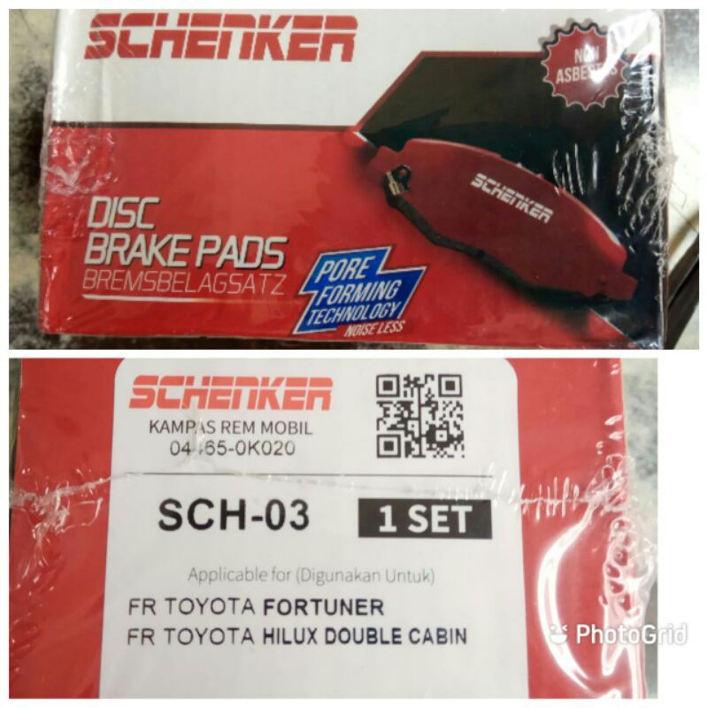 SCHENKER BRAKE PAD FORTUNER HILUX DOUBLE CABIN