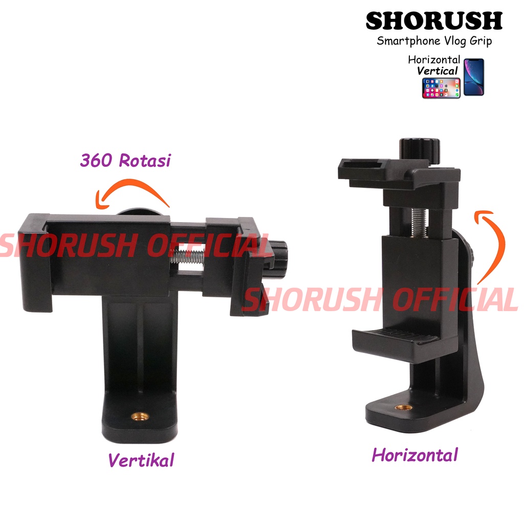 Shorush Holder U 360 VLog Mount With Cold Shoe Smartphone HP Tripod Vlogging