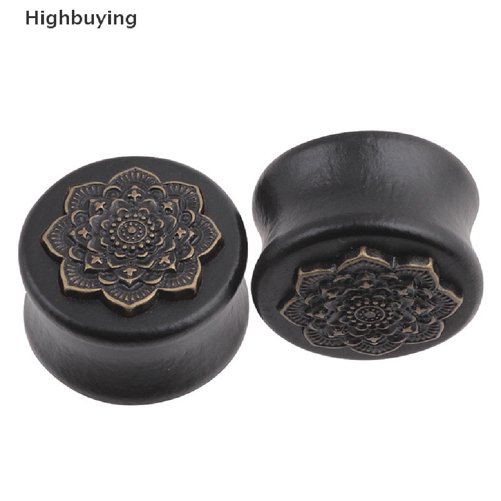 Hbid Ear Plug Pembesar Lubang Tindik Telinga Bahan Kayu Organik Motif Bunga Glory