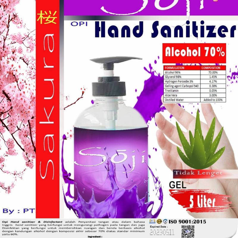hand sanitizer 5 liter gel soji sakura
