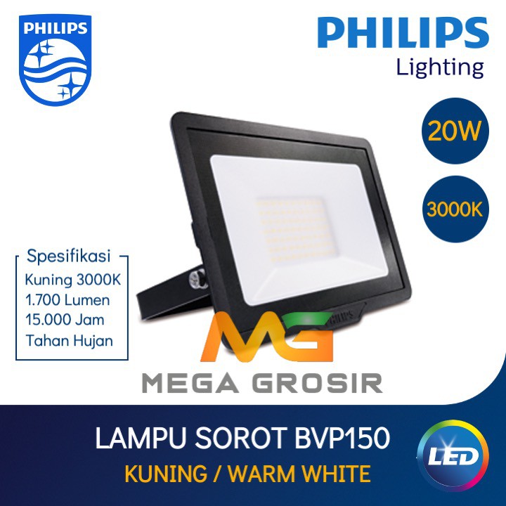Lampu Sorot LED Philips 20 Watt Kuning - Lampu Tembak BVP150 20W W 3000K BVP 150 20Watt Grosir