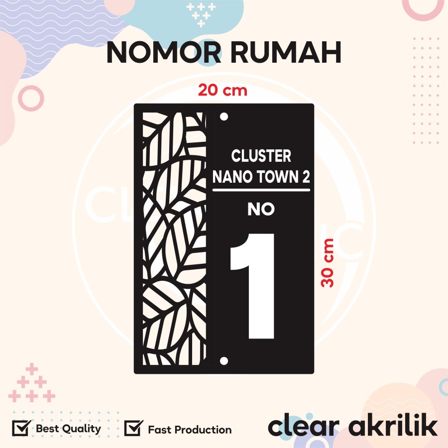 Nomor Rumah Akrilik / Papan Nomor / Nomor Rumah Akrilik type 39