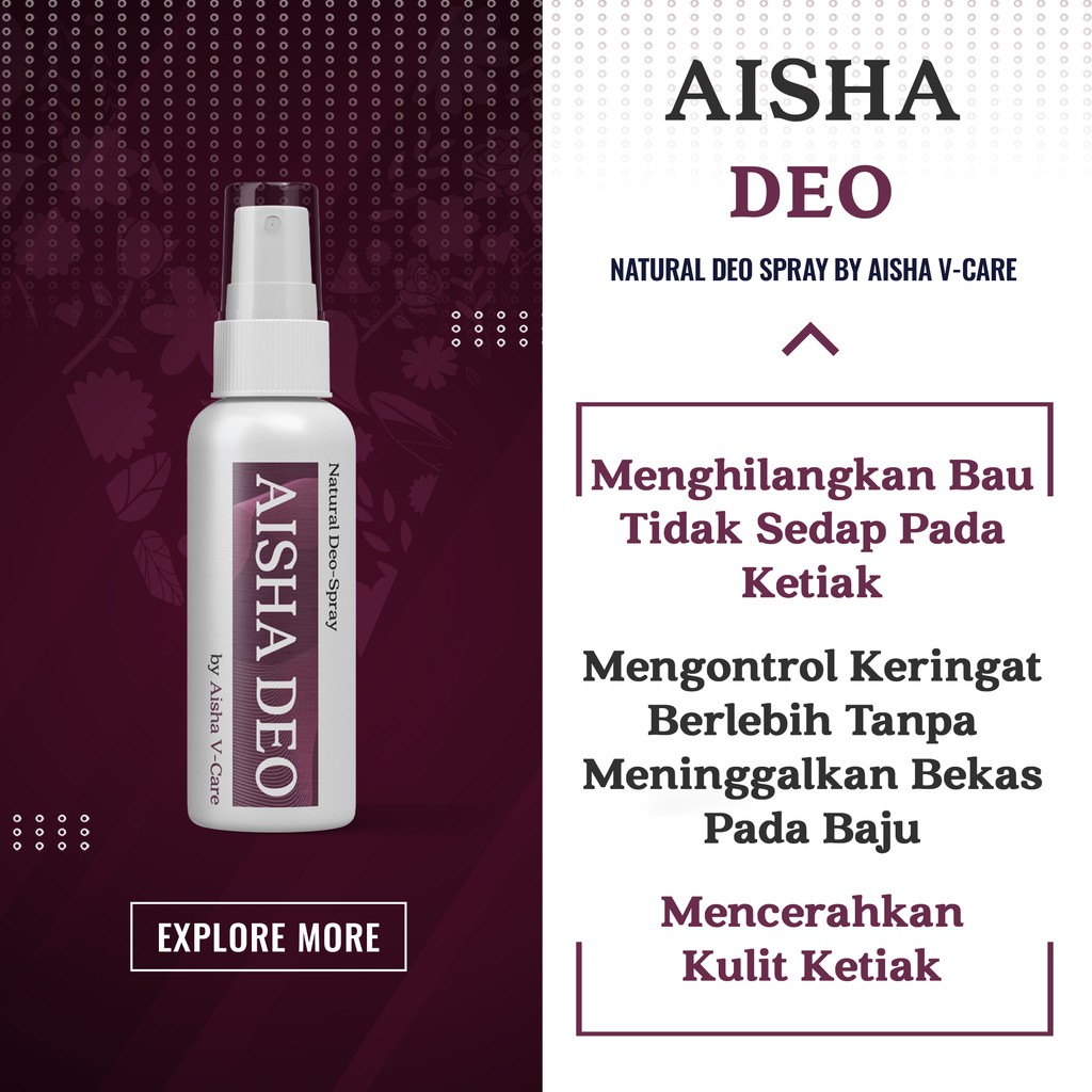 (BUY 1 GET 1) AISHA DEO SPRAY | AISHA V CARE | DEODORAN HERBAL MULTI FUNGSI | SAY GOODBYE TO IRITASI, NODA, DAN BAU KETIAK