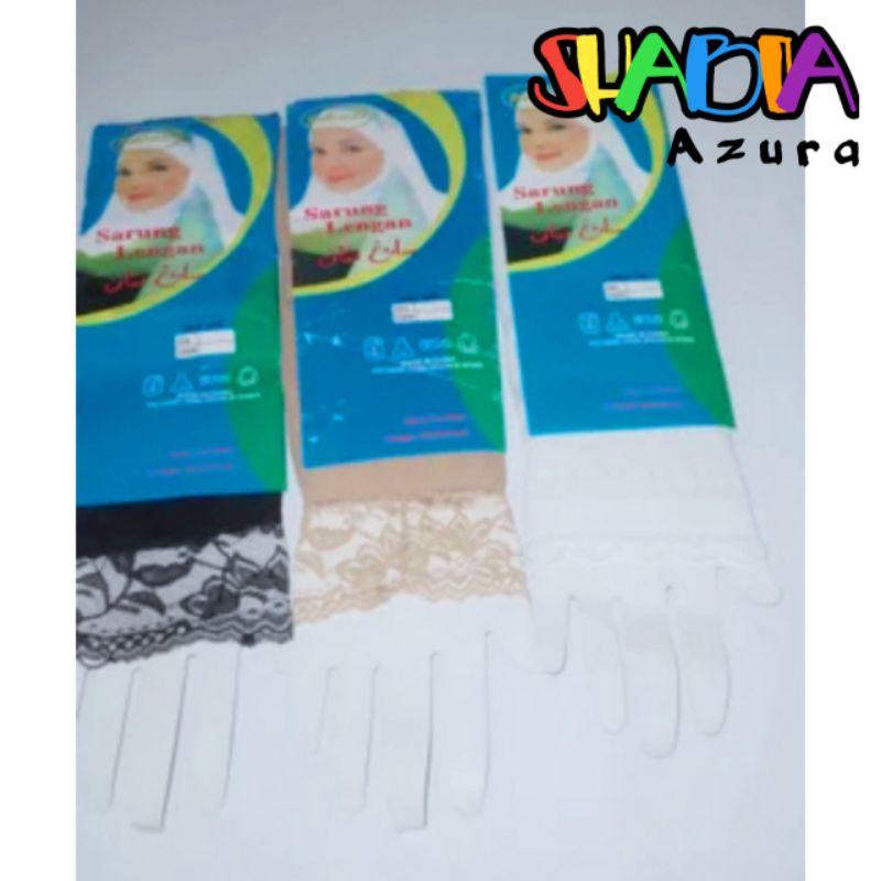 Handsock Manset Lengan RENDA | Hitam Putih Cream