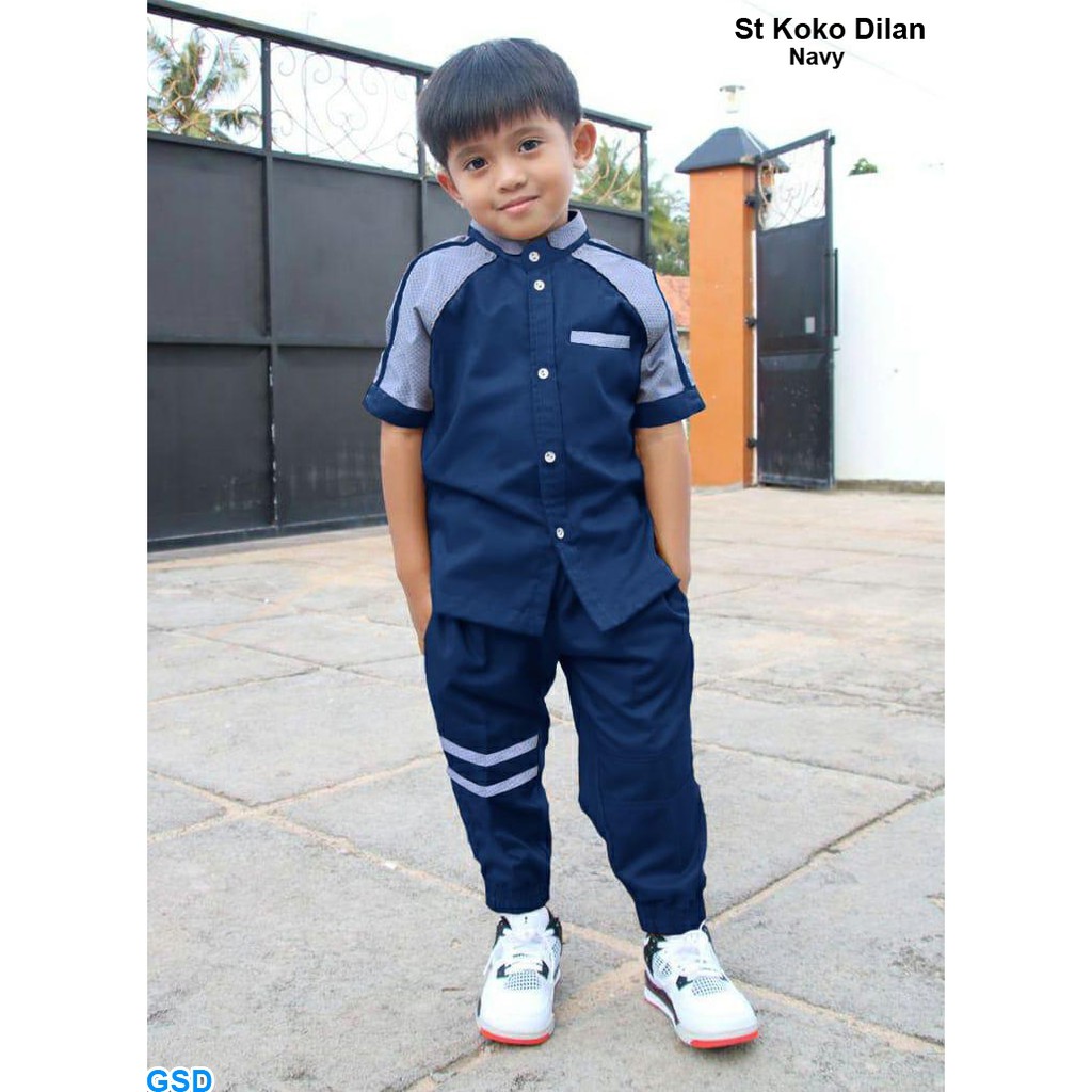 Set Koko dilan/Baju Koko Anak/Baju Gamis Anak Laki-Laki/Baju Dan Celana Joger Anak/Baju Lebaran