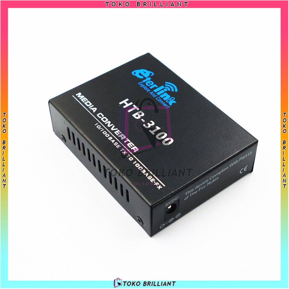 HTB-3100 Media Konverter Fiber Optik Single Mode dengan 5V 2A EU adaptor [Bayar ditempat]