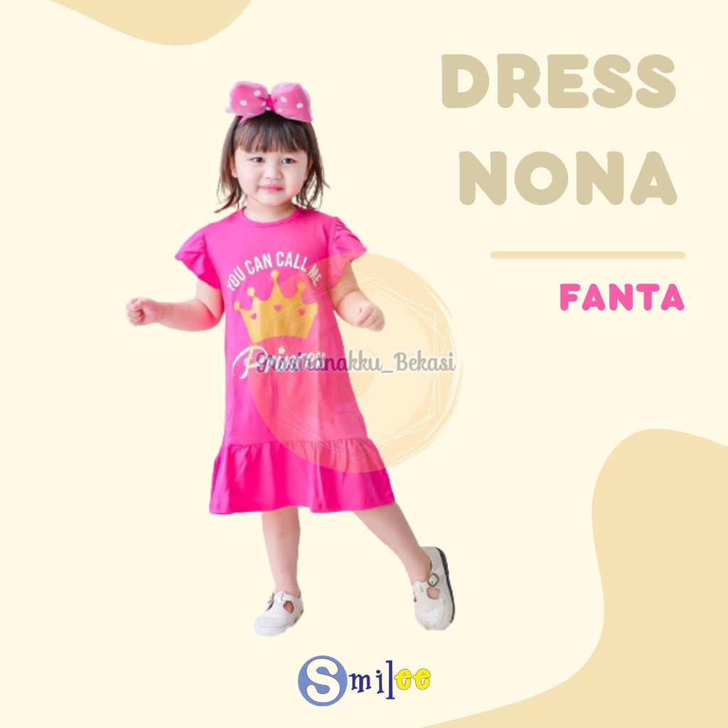 Dress Anak Smilee Nona Pink Fanta Princess size 1-5Thn